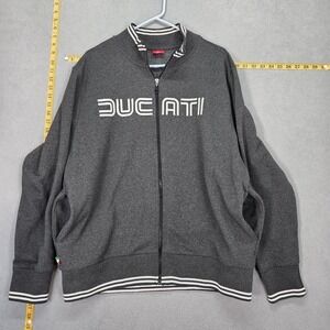 Ducati Jacket Mens XL Gray Full Zip Fleece Jacket Italian Biker Logo Moto